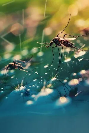 Mosquitos atraídos por el agua de la piscina